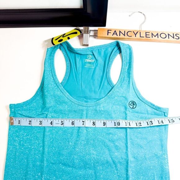 Zumba NWT! Women's Cosmic Blast Racerback Athletic Tank Marine Blue Size Large - Picture 4 of 5
